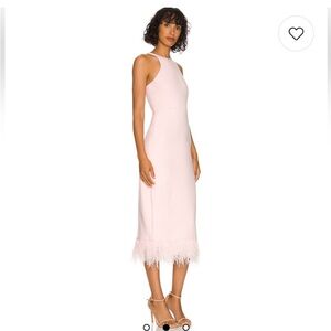 Likely chandler Midi Dress in Rose Shadow with Feather Hem